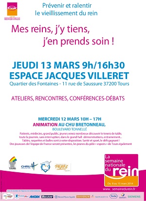 Affiche de la journée du 13 mars, colloque organisé dans le cadre d ela semaine du rein