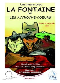 affiche de la soirée représentnat les animaux des fables de la Fontaine dessinés