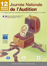 Affiche de la douzième journée nationale de l'audition représentant une oreille dans un écrin à bijou