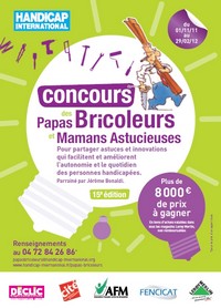 affiche&nbsp;: une grosse ampoule électrique et une personne avec des planches et des outils