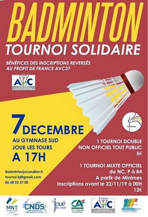 Affiche du tournoi de badmionton solidaire