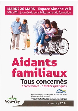 Affiche de la journée des aidants qui se déroulera à Vouvray le 26 mars