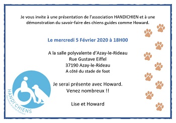 Affiche annonçant la démonstration de handi-chien