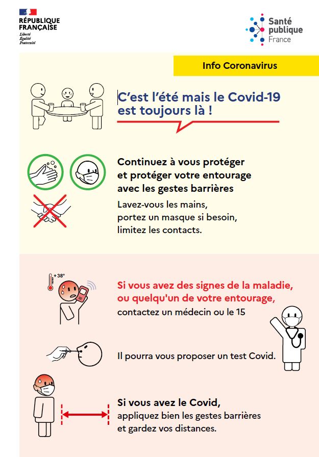 affiche Covid-19, gestes barrières même l'été