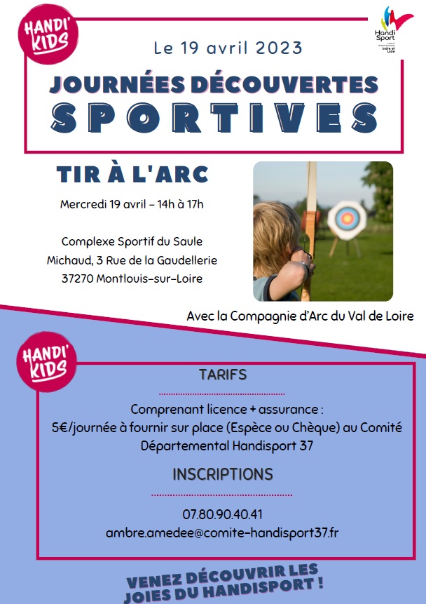 affiche avec la photo d'un jeune garçon de dos qui vise dans une cible au loin avec un arc.