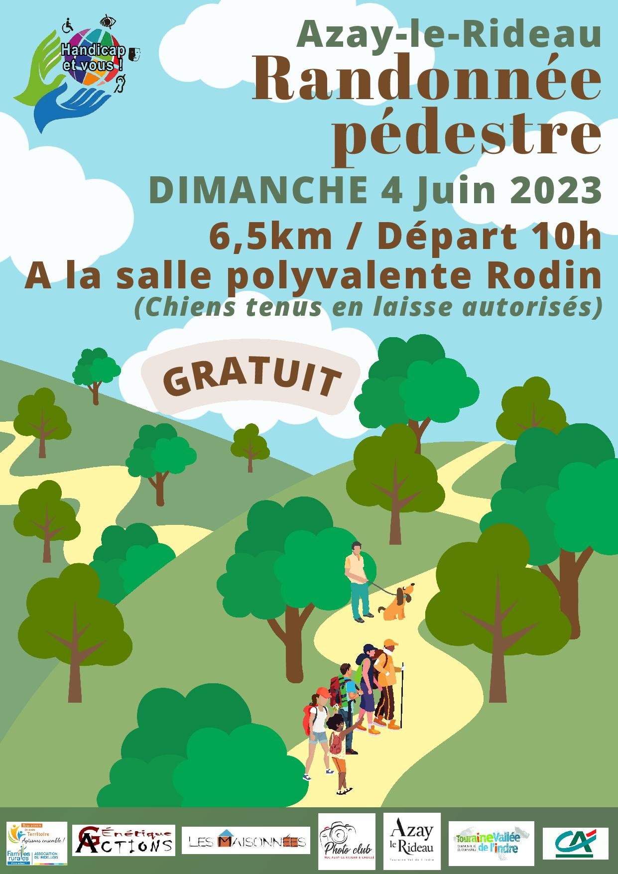 affiche dessinée, personnes se promenant en forêt