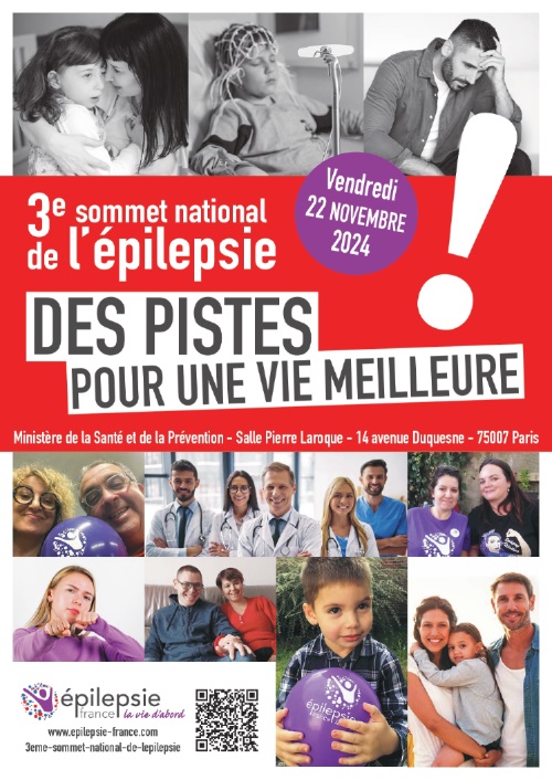 Affiche du sommet national avec la date, le thème et des photos de personnes concernées par la maladie et des médecins.