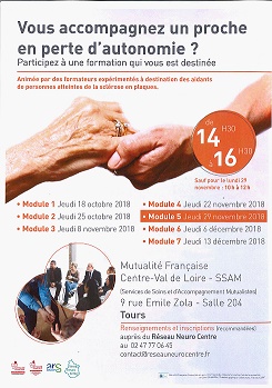 Affiche annonçant les dates de modules pour la formation des aidants