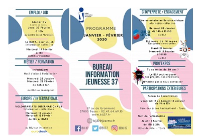 programme du bureau inforamtion jeunesse pour janvier et février